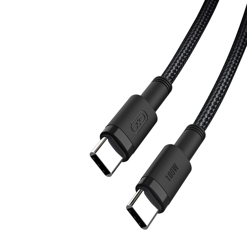 USB-C auf USB-C Kabel - Nylon - 1,5m 100W schwarz Ladekabel & Datenkabel